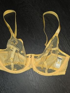 Freya Yellow Star-Embroidered Sheer Mesh Underwire Bra